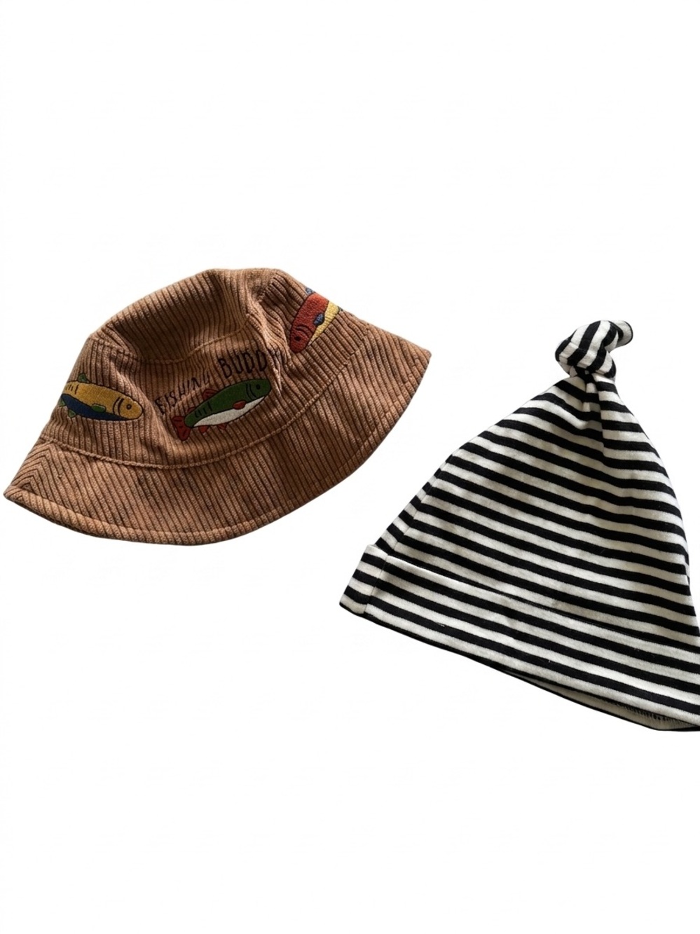 Baby Hats-2 pack: “Fishing Buddy” Bucket Hat and Hanna Andersson Cotton Beanie